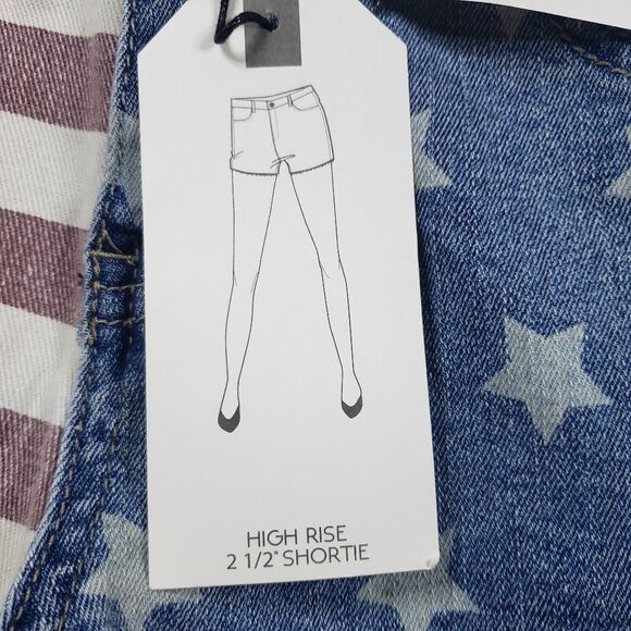 Vanilla Star High Rise Flag Jean Shorts Size 0 | USA American Flag Distressed - Picture 5 of 11